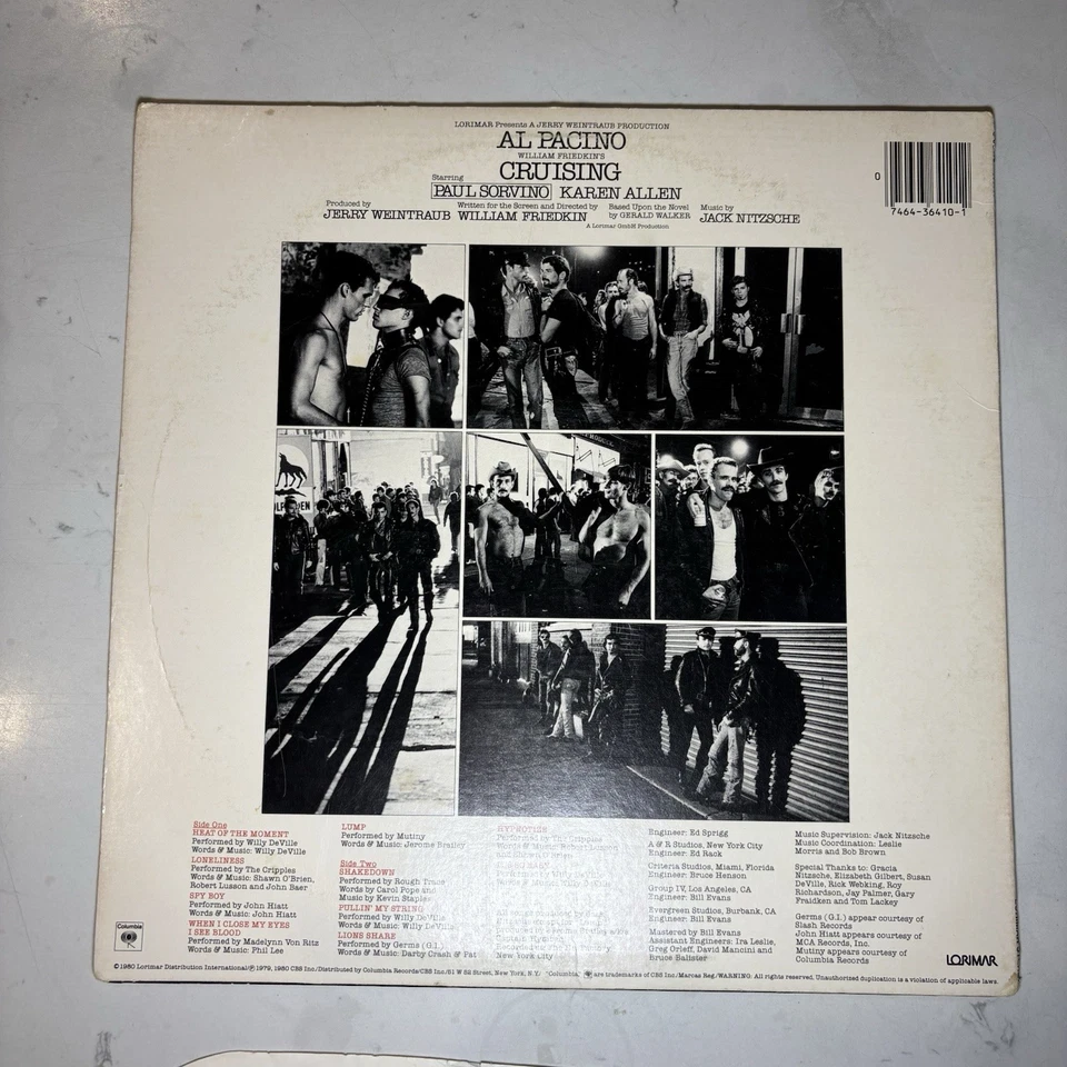 Vintage CRUISING soundtrack Vinyl 1980 Lorimar hype Pacino underground leather Foto 3 de 4
