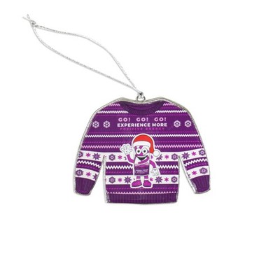 XS Ugly Sweater Metal Christmas Ornament with Blast the XS Energy Mascot
