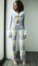 House of Sunny Set Knit Long Sleeve Blouse Top Size 6 And Pants Size 4 New