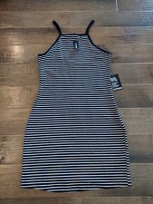 EXPRESS Women's NWT black white striped knit sleeveless dress  - M Medium