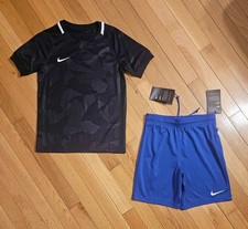NEW Nike Youth Big Boy DriFit Jersey  Drawstring Short Set, Blue YS - 8 