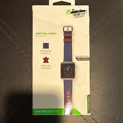 Evutec Northill Series Apple Watch Band 38mm/40mm Blue/Brown Leather Fabric