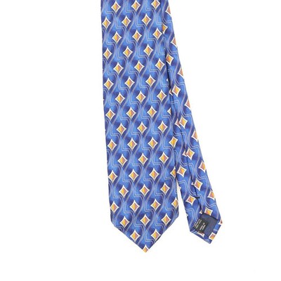Jos. A. Bank Vintage Seidenkrawatte Blau Geometrisch Rauten Muster Herren