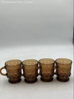 Vintage Anchor Hocking Fire King Amber Kimberly Diamond Coffee Mugs Lot Of 4