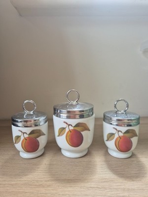 Vintage ROYAL WORCESTER EVESHAM 3er Set EGG CODDLERS 1 Double & 2 Single