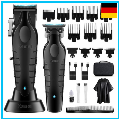 KEMEI Haarschneider Barttrimmer Set USB Ladebar 11 Führungskämme
