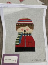 Handpainted Needlepoint Canvas  Bundled Winter Boy   Read Description 