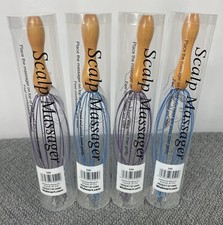 Scalp Massager with Wooden Handle Lot of 2 or Lot of 4 Blue  Purple NIB