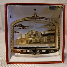 Nation's Treasures Massillon Spring Hill Historic Home Ornament 24K Gold Flashed