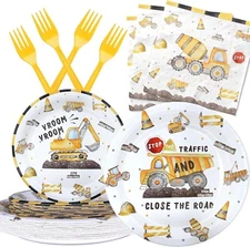 Construction Disposable Birthday Tableware  (Plates, Napkins, Forks)