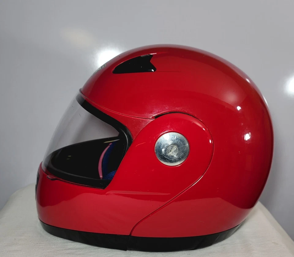 Capacete de motocicleta MPR L/XL vermelho com viseira transparente. - Imagem 3 de 4