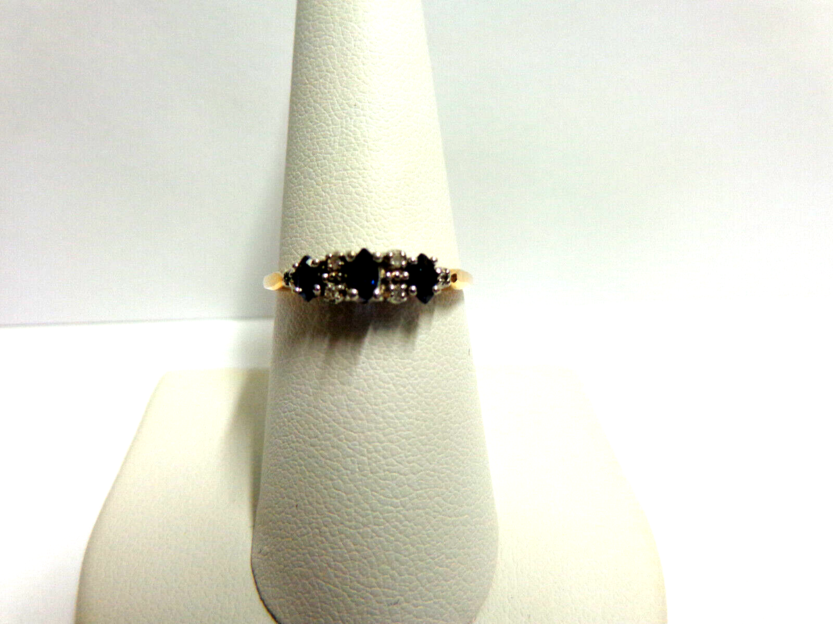 10kt yellow gold sapphire /diamond accent ring sz wgt grams tcw