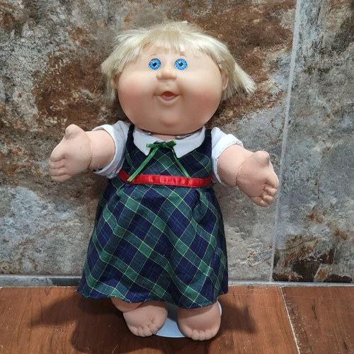Cabbage Patch Kids Doll Play Along 2004 Green Blue Plaid Dress Blue Eyes