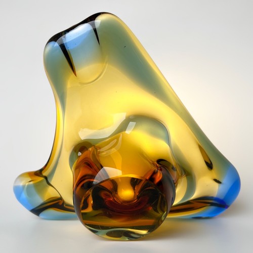 MCM VINTAGE CZECH ART GLASS VASE by Beranek 60's art glass Mstisov /Moser - Picture 2 of 11