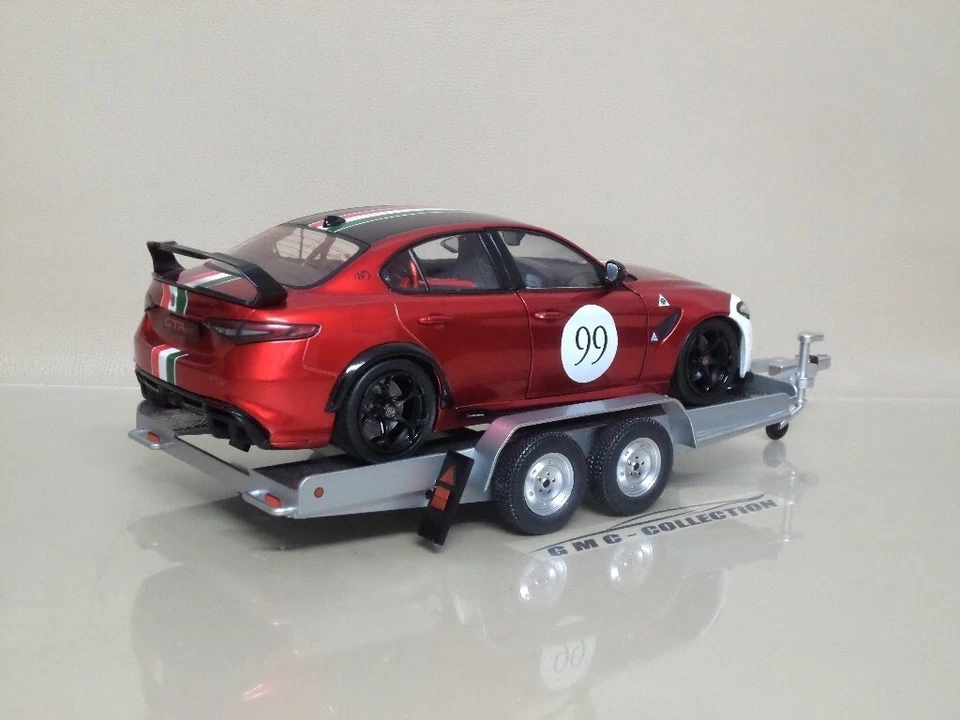 CARRELLO PORTA AUTO CAR TRANSPORTER TRAiLER + PEDANE IXO 1/18 (AUTO NON INCLUSA) - Immagine 3 di 4