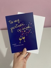 To My Partner In Wine Pun Friendship Valentines Day Greeting Card