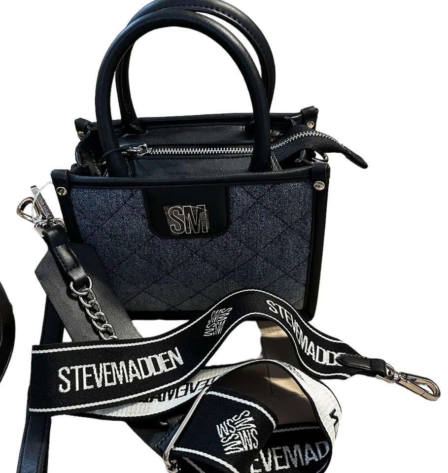 Bolso Bandolera Steve Madden Azul Denim con Correa para Guitarra Tiktok Viral Negro Bbabi Foto 3 de 4