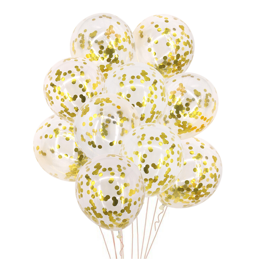 TtS 10pcs Gold Large Confetti Latex Balloons Helium Birthday Party Wedding Decor