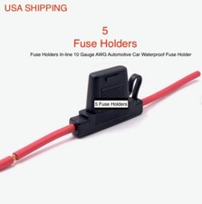 5 Fuse Holders In-line 10 Gauge AWG Car Waterproof ATC/ATO Blade Fuse Holder