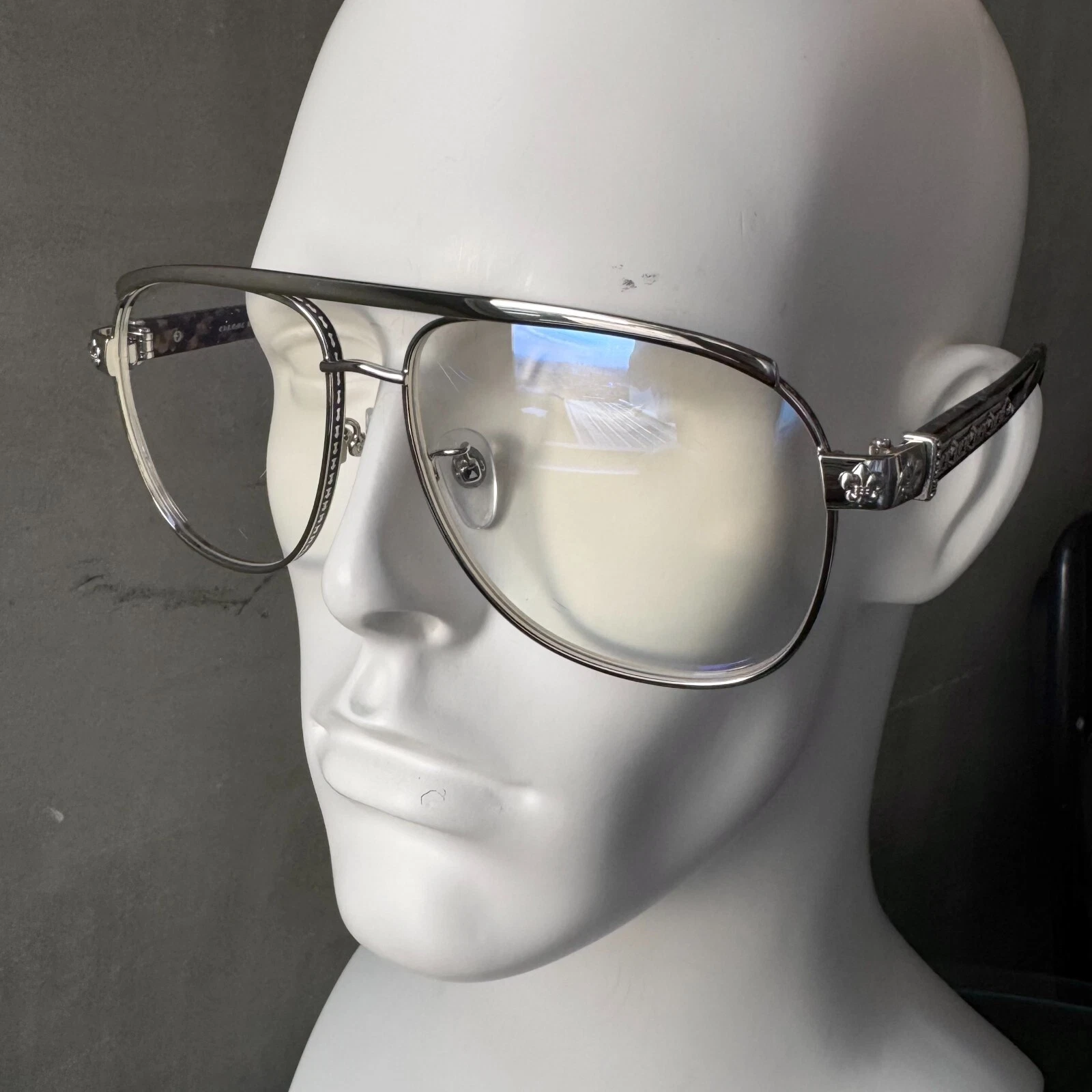 CHROMEHEARTS/ SILVER COLOUR METAL FRAME AVIATOR STYLE EYEGLASSES