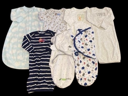 Baby Boys Gown Sleep Sack Swaddle Blankets lot 0-3 months Carters Gerber