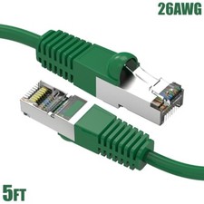 5FT Cat6 RJ45 Ethernet LAN Network SSTP Shielded Patch Cable Copper 26AWG Green