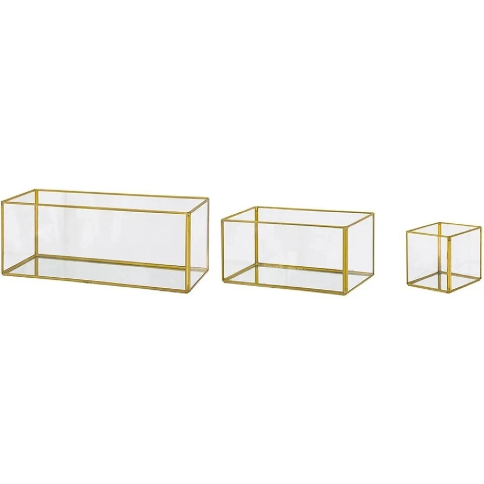 A & B Home Clear/Gold Glass Boxes with Gold Rim - Image 3 of 4