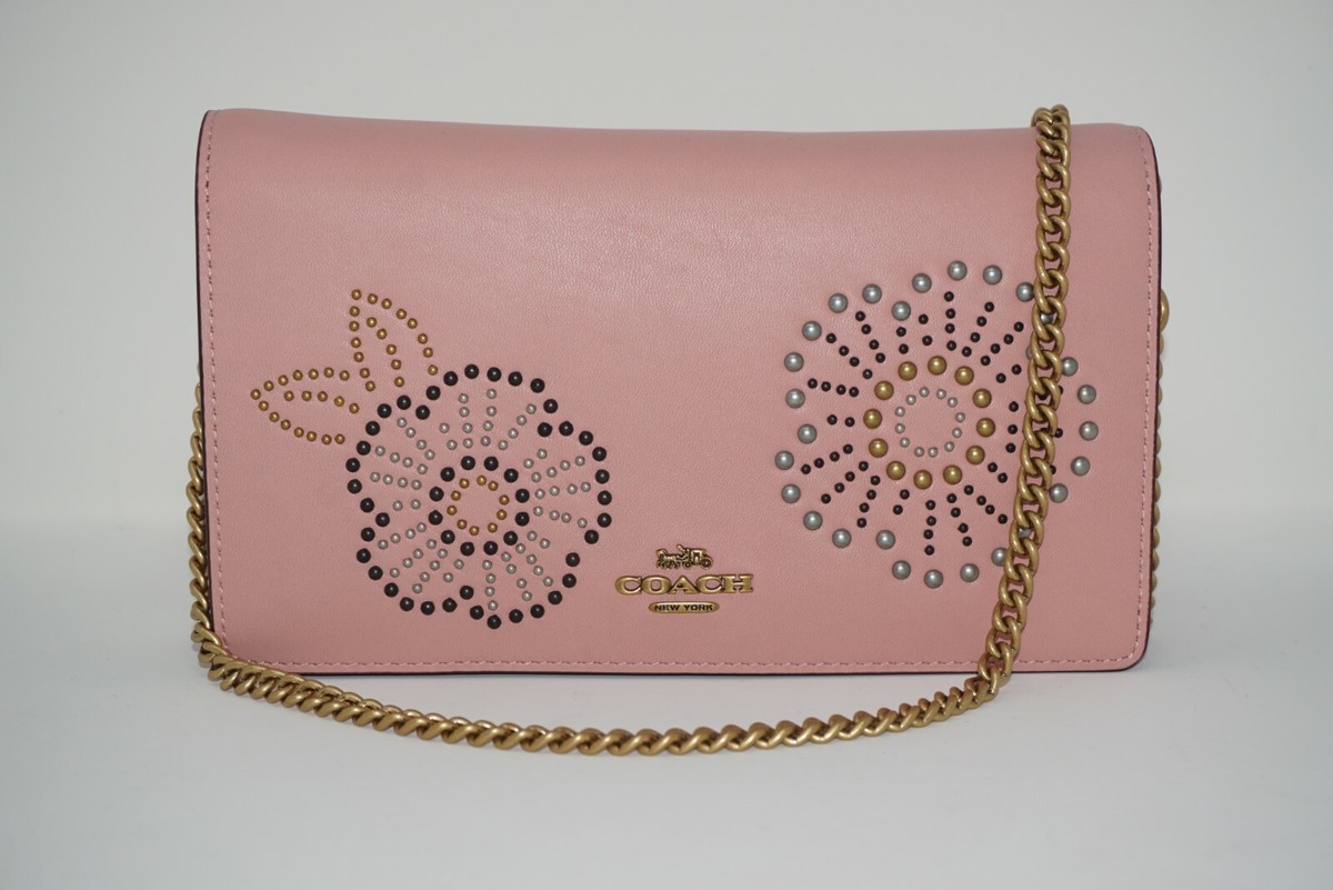 Chain Clutch Coach Foldover Crossbody Clutch With Rivets Coach