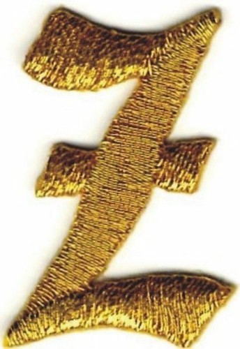 Gold Old English Letter Z Patch Embroidered Cut out Iron on (1 1/8") Lot of 2 - Picture 2 of 2