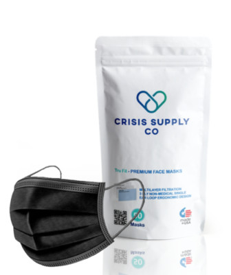 BLACK 50 3 Ply Disposable Face Mask Protective Ear Loop Non Medical USA