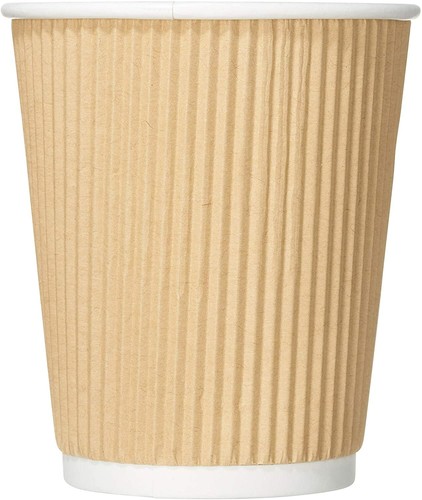 100 PACK Ripple Wall Insulated Disposable Paper Coffee Cups with Lids 8 oz. - Picture 4 of 6