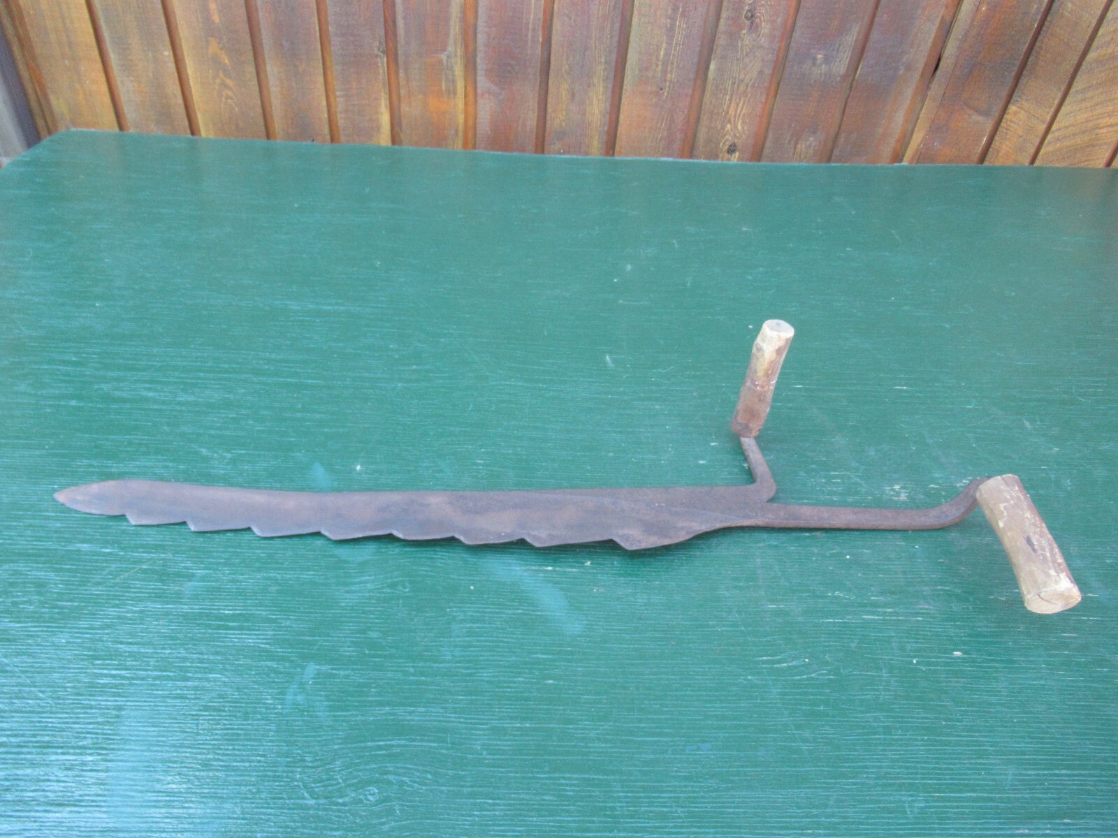 ANTIQUE HAY KNIFE Scythe Sickle 30" Long with Two Wooden Handles Saw eBay