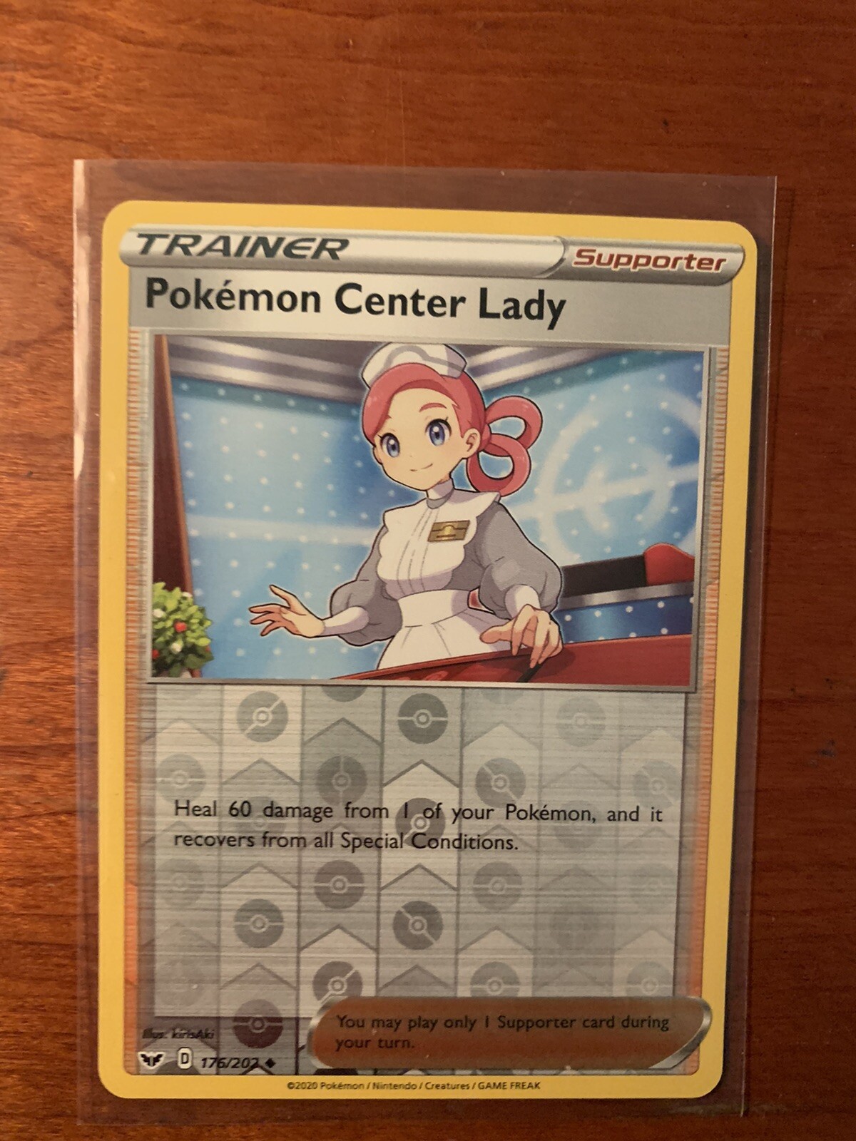 Pokemon Center Lady 176/202 Reverse Holo Sword & Shield Pokemon Card
