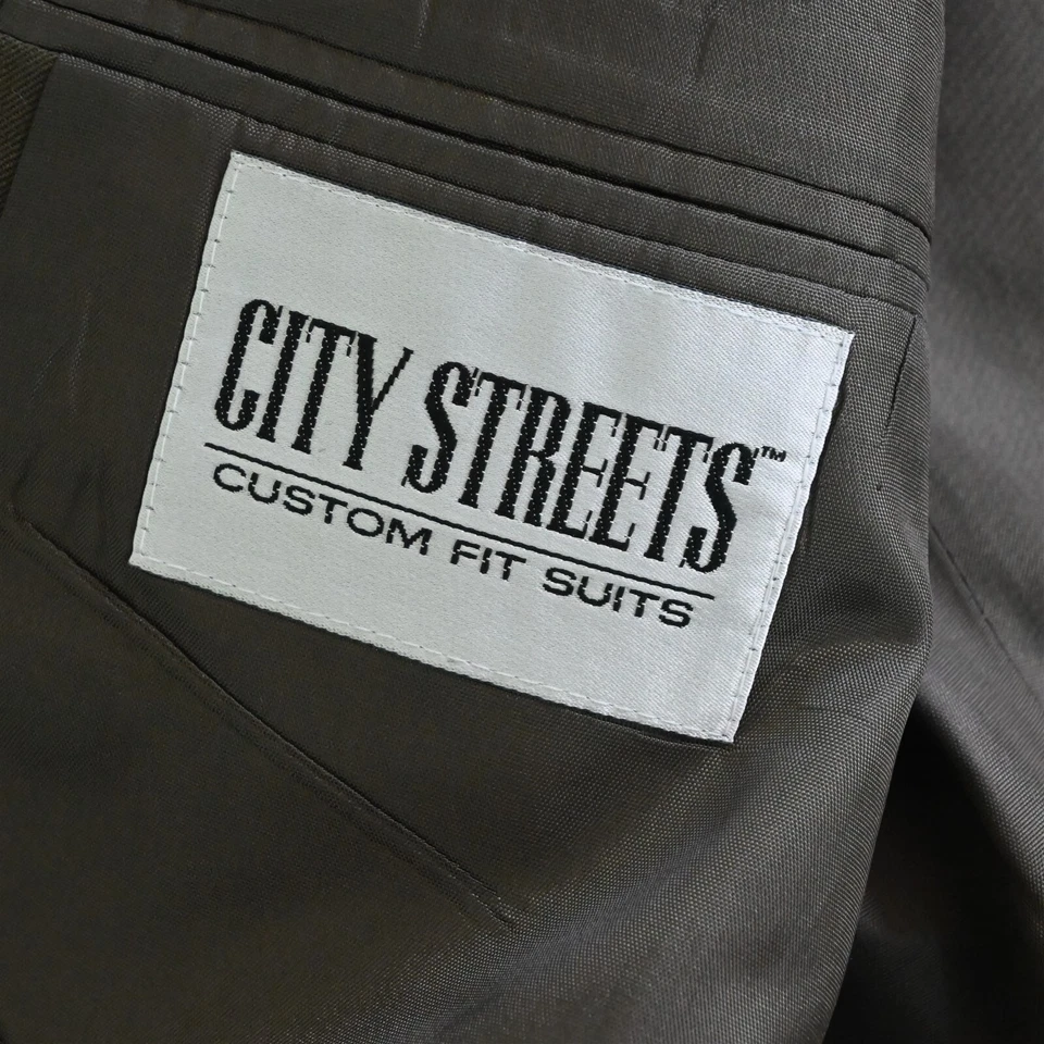 Винтажный город улицы 44R 36 x 32 оливковый шерсти двубортный куртка брюки костюм - Изображение 4 из 4