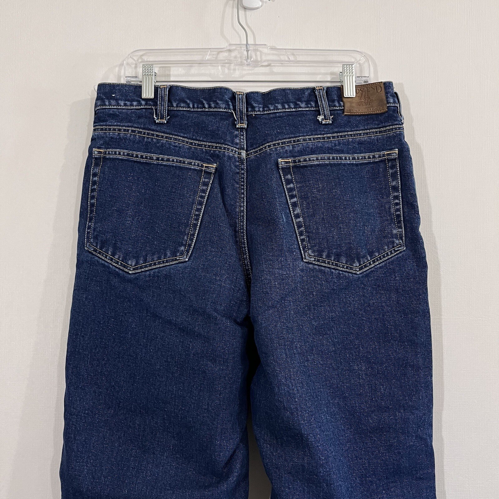 Lands End Jeans Mens 34X29 Blue Straight leg Flannel Lined Square Rigger Denim eBay