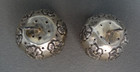 Vintage Sterling Silver Pumpkin Shape Floral Salt & Pepper Shaker Set — photo 2