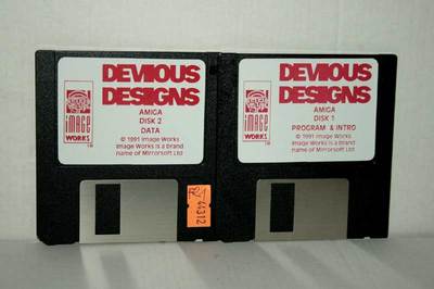 DEVIOUS DESIGNS GAME USED AMIGA EUROPEAN EDITION PAL ONLY FLOPPY FR1 44312