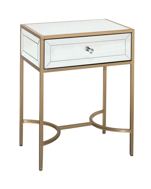 Rose Gold Trim Mirrored Bedroom Furniture Bedside Table Drawer For Sale Online Ebay