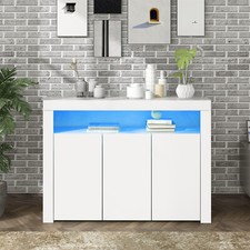 LED Sideboard High Gloss Front Buffet Cupboard Cabinet TV Unit Stand 3 Doors