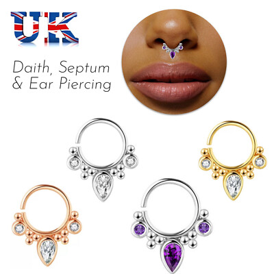Daith Septum Nose Ring 8mm Piercing Tragus Hoop Cartilage 20G Silver Earrings UK
