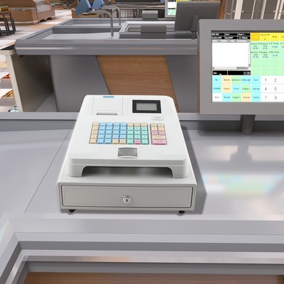 Cash Register w/ Drawer Box 8 Digital LED Display Retail /Restaurant POS 48 Keys