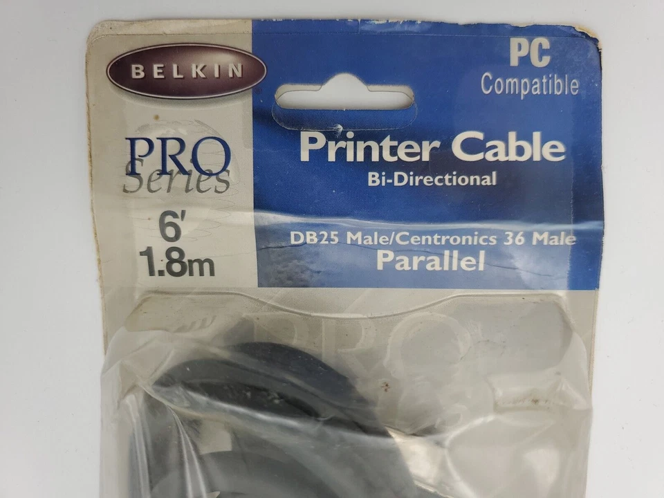 Belkin 6 Ft Parallel Printer Cable DB25 Male Centronics 36 PIN MALE Gray Bidirec - Image 4 of 4