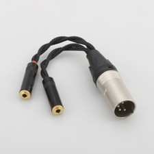 4pin XLR Male to Dual 3.5mm Balanced Female Headphone Audio Adapter AUX Cable