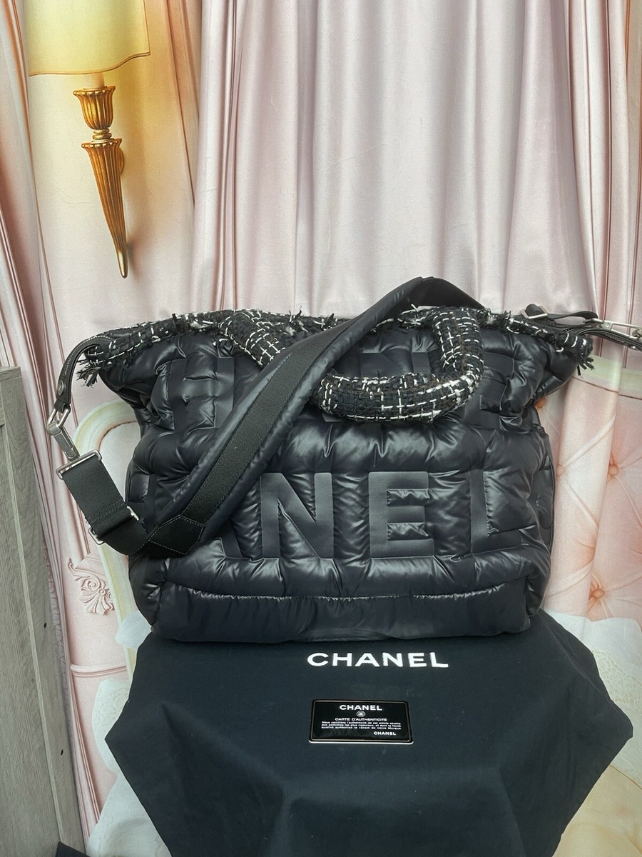 CHANEL Doudoune Coconage Bag Black Nylon/Tweed Ladies 2WAY w