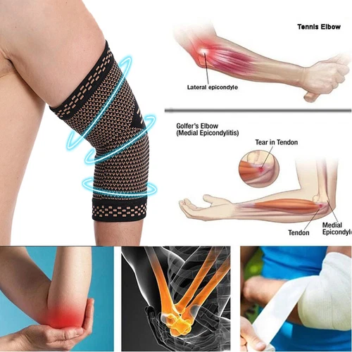 2x Elbow Support Arm Brace Compression Sleeves Joint Pain Relief For Men Women-- - Picture 11 of 23