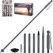 Walking Stick Hiking Staff Detachable Outdoor 6 Tube/124cm Grey Aluminum New