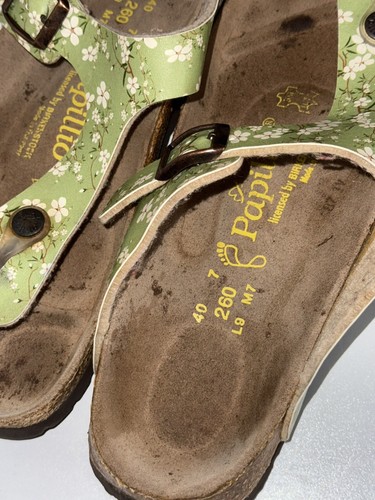 Papillio Bieberkenstock green floral tea strap Women’s Sz 9 9.5 - Picture 7 of 8