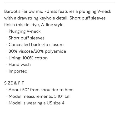 NWT BARDOT WOMENS DRESS SIZE 6/M Summer Party/cocktail Wedding V-Neck Midi-Dress - Picture 15 of 15