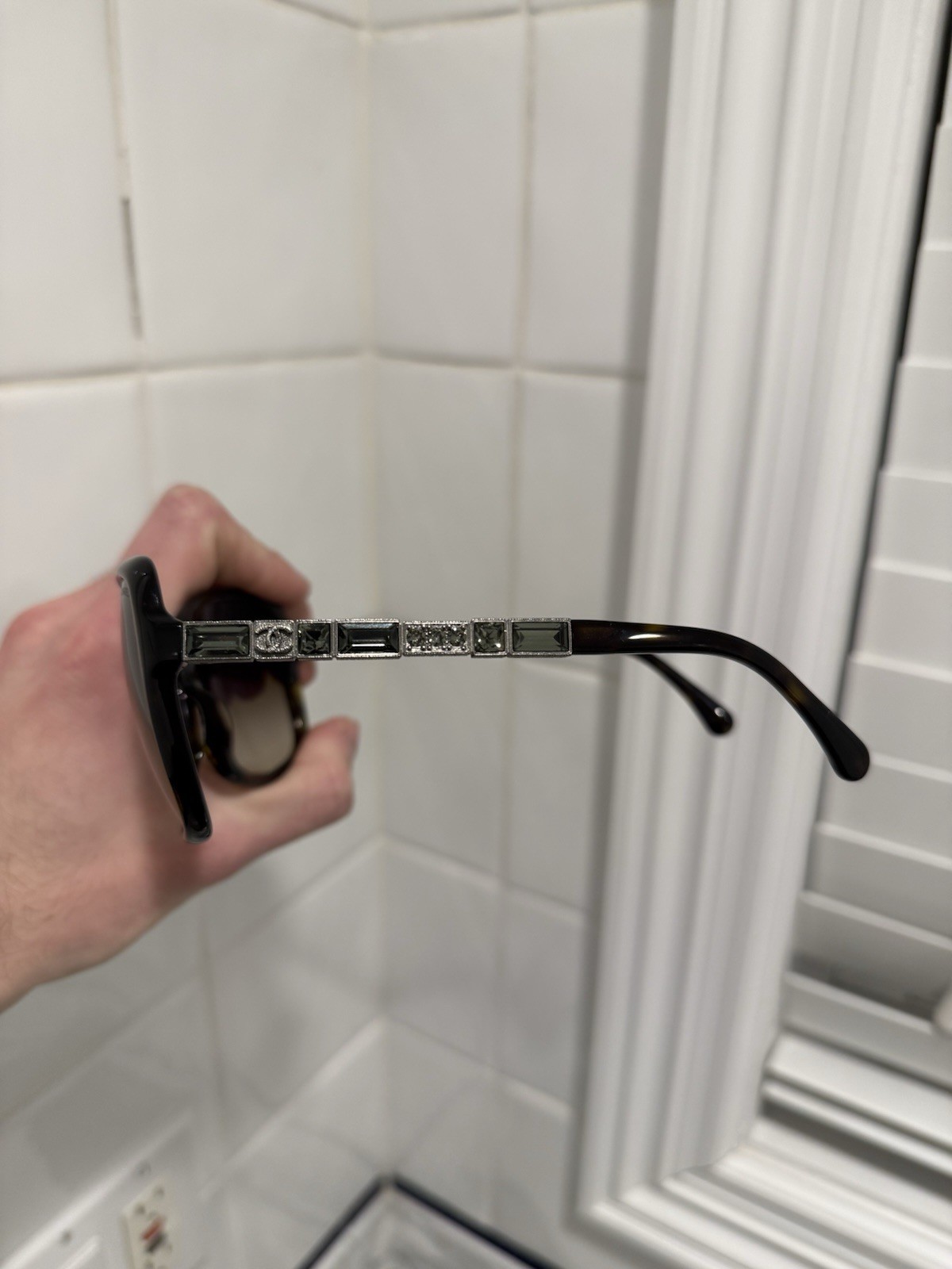 CHANELTortoise Shell Square Acetate Frame And Cry… - image 11