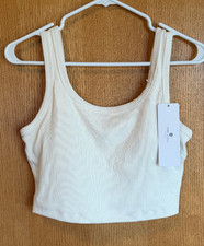 CRZ Yoga Ribbed Sports Bra NWT Sz Medium White Apricot Removable Pads